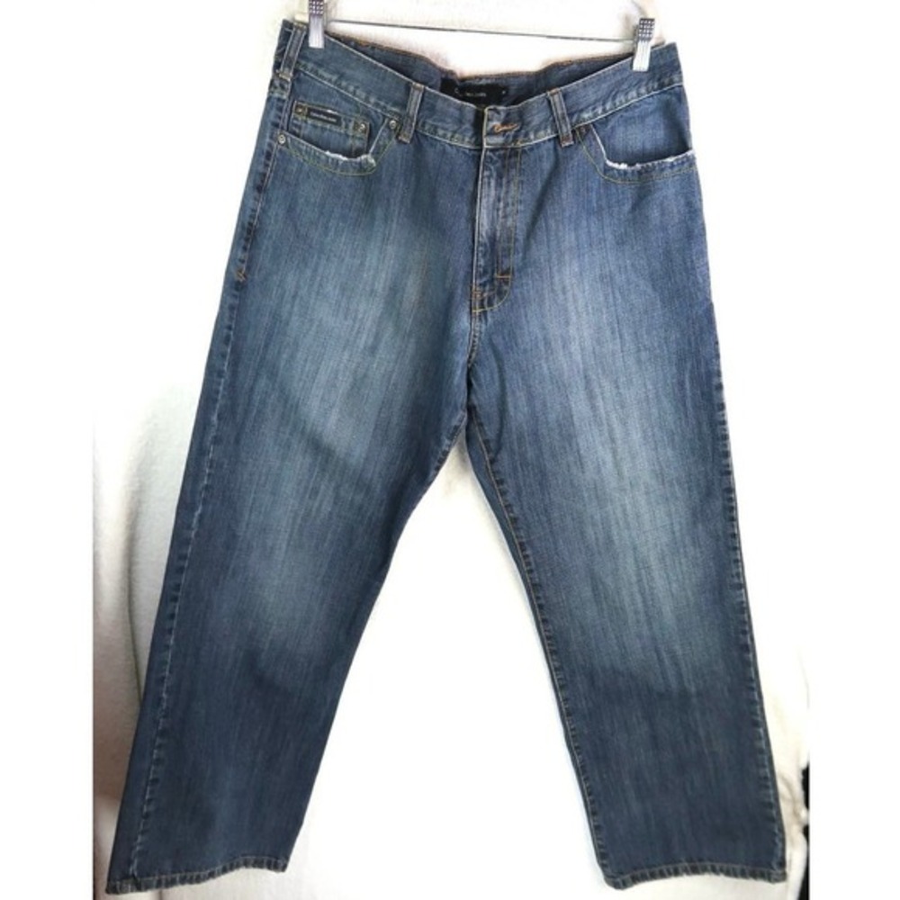 Calvin Klein Jeans Mens 36 Dark Wash Blue Denim Baggy‎ Jean 100% Cotton